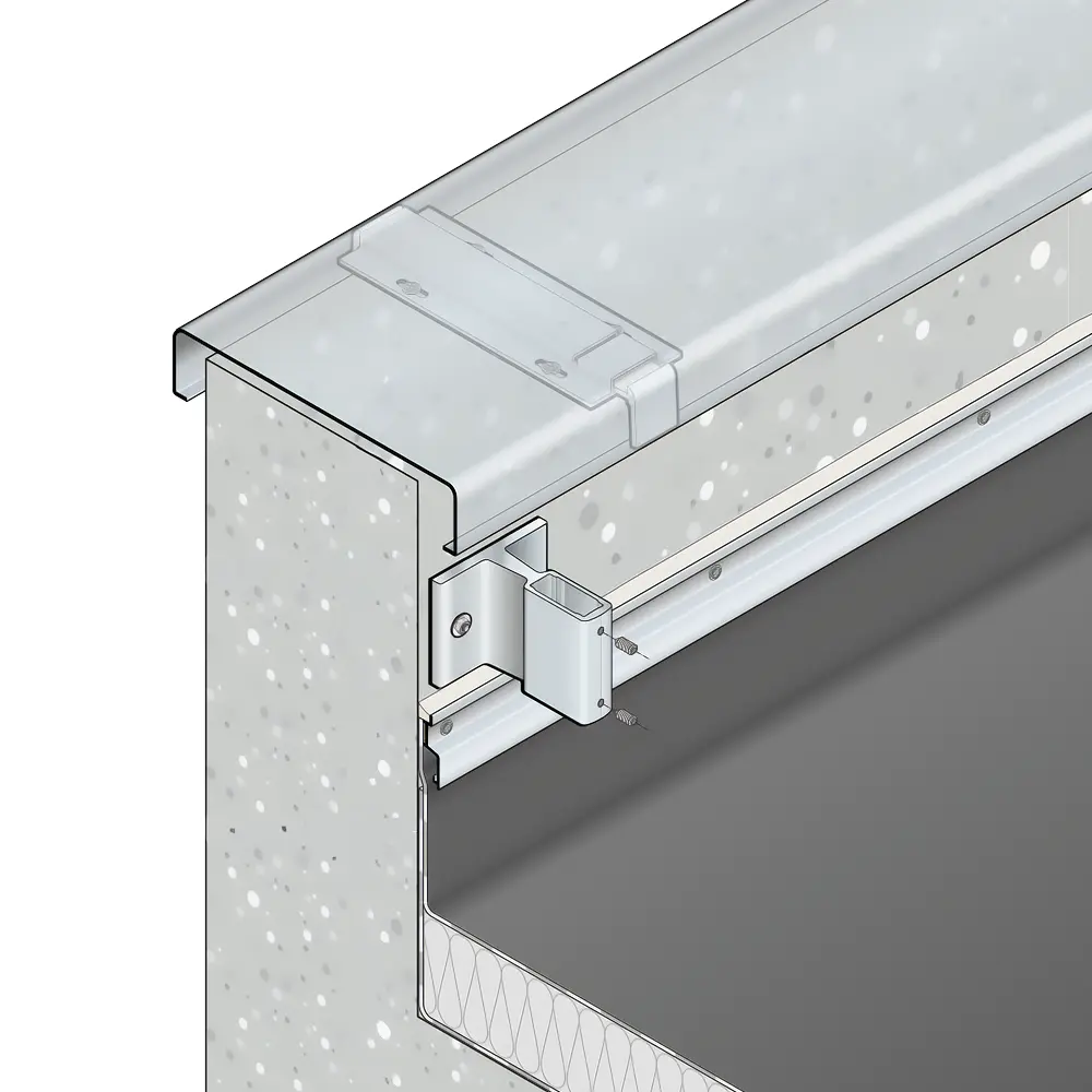 garde-corps de sécurité en aluminium Barrial sabot A60fixation intérieur acrotère ou façade