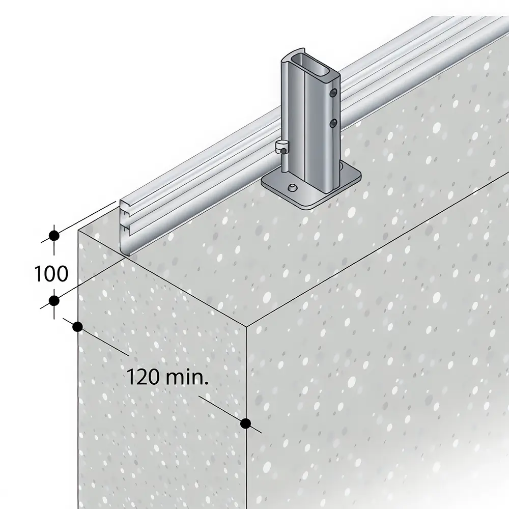 garde-corps de sécurité en aluminium Barrial sabot M fixation simple sur acrotère