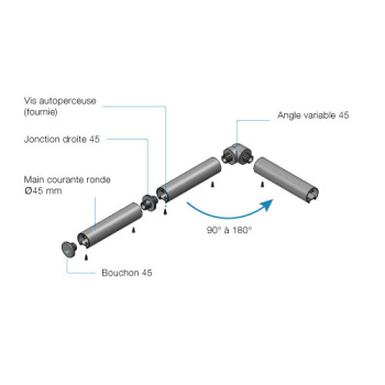 ariana-main-courante-aluminium-ronde-45-mm
